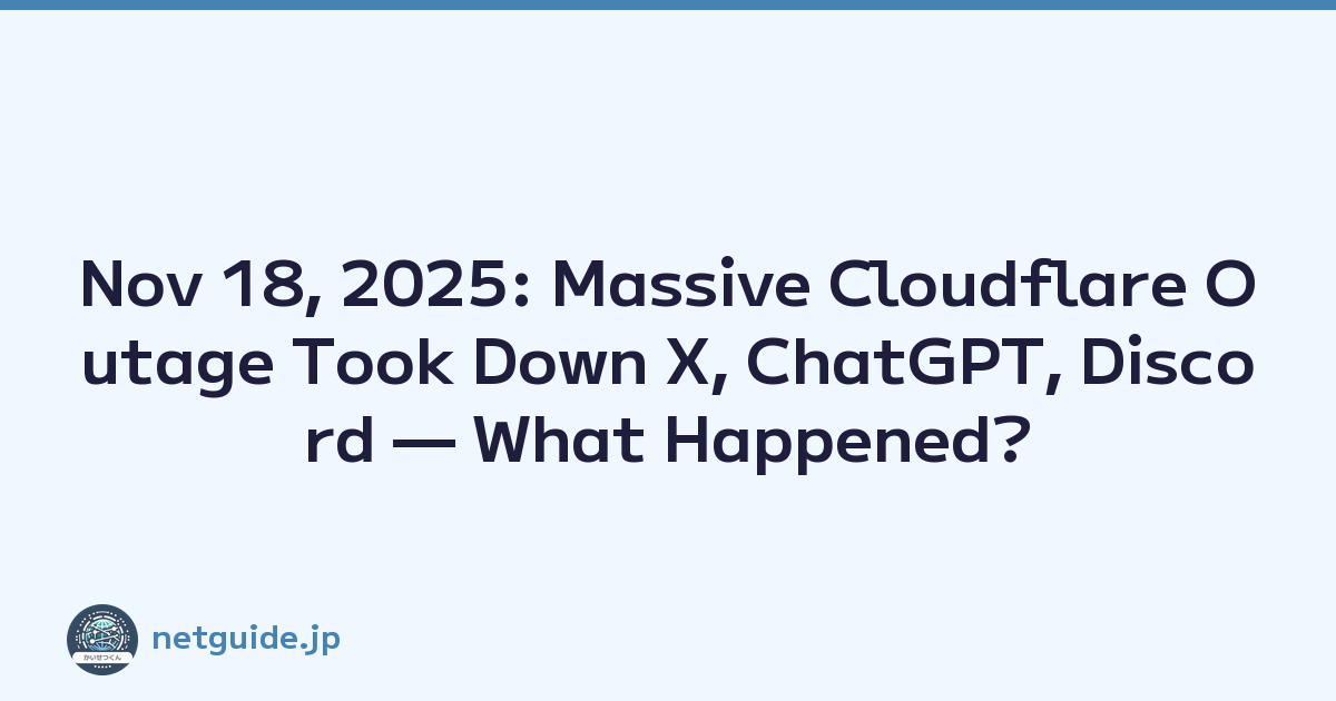 Nov 18, 2025: Massive Cloudflare Outage Took Down X, ChatGPT, Discord — What Happened?