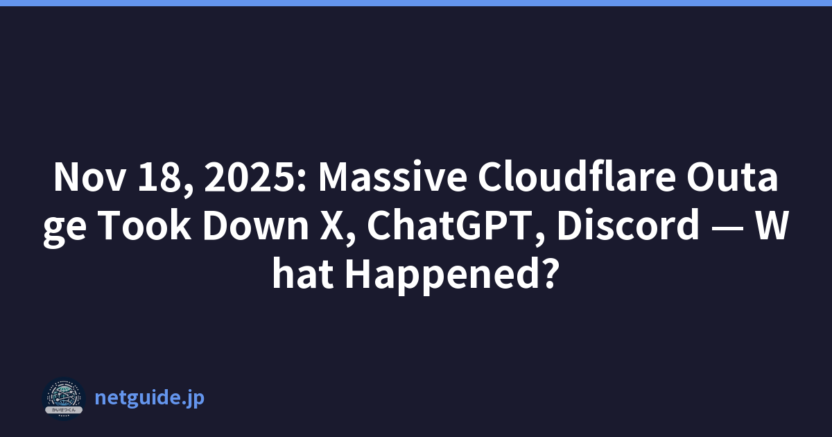 Nov 18, 2025: Massive Cloudflare Outage Took Down X, ChatGPT, Discord — What Happened?