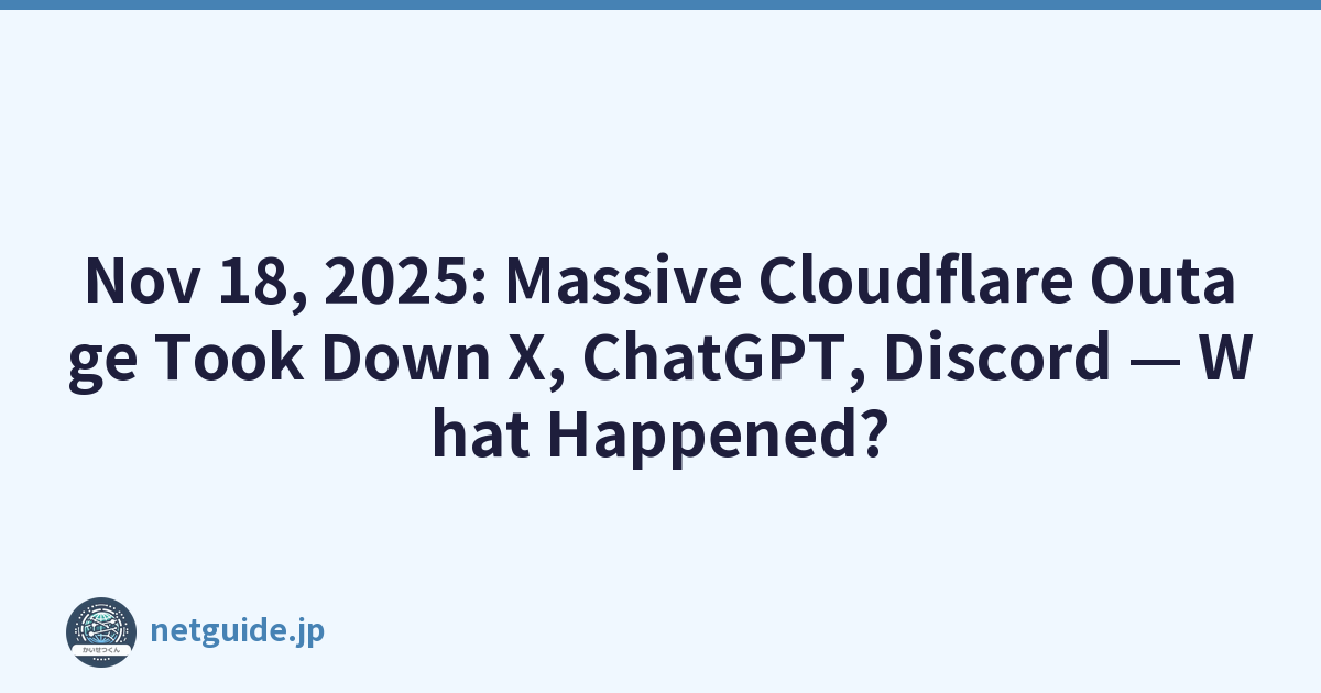 Nov 18, 2025: Massive Cloudflare Outage Took Down X, ChatGPT, Discord — What Happened?